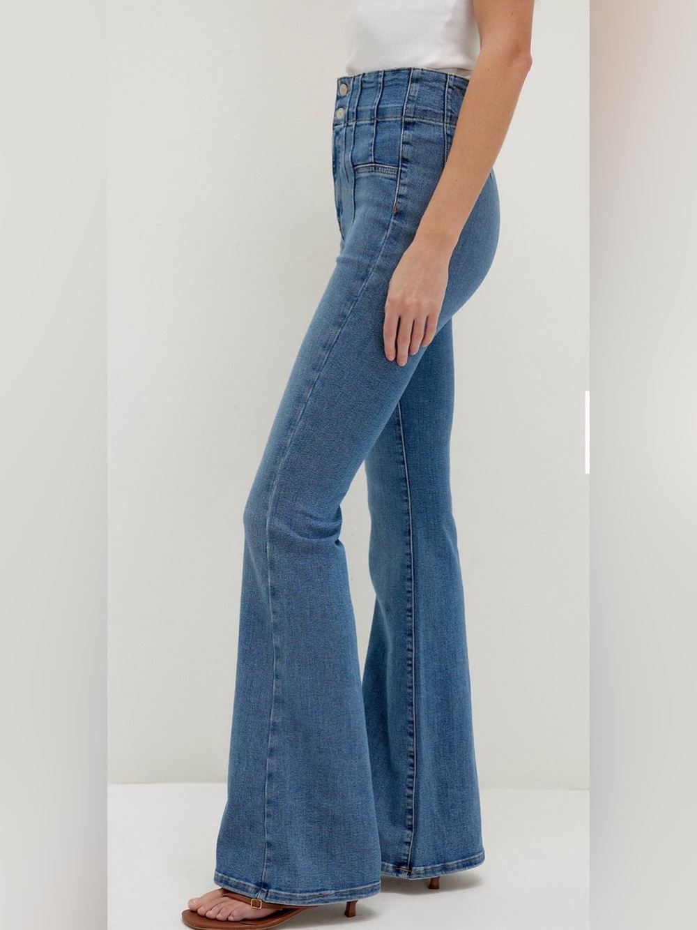 Free People We The Free Jayde High Rise Flare Jeans Blue 30S Short